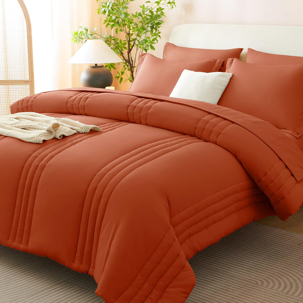 CozyLux Queen Size Comforter Sets - 7 Piece Bed in a Bag Olive Green Comforter Set with Sheets Luxury Bed Set All Seasons, Soft Bedding Set with Down Alternative Comforter, Sheets, Pillowcases & Shams