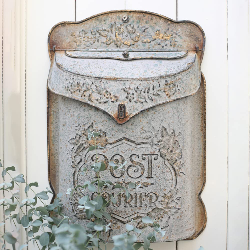 BIG FORTUNE Wall Mount Mailbox for House Outside Vintage Metal Door Mailbox Antique Style Nostalgic Charm Home Decor Garden Vintage English Cottage Decor Flower Patter