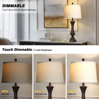29" Gold Modern Table Lamps Set of 2, 3-Way Dimmable Touch Lamps for Nightstand with USB A+C & Outlets,Brass Lamps for Living Room, Bedroom, Nightstand, Entryway(2 Bulbs Included)