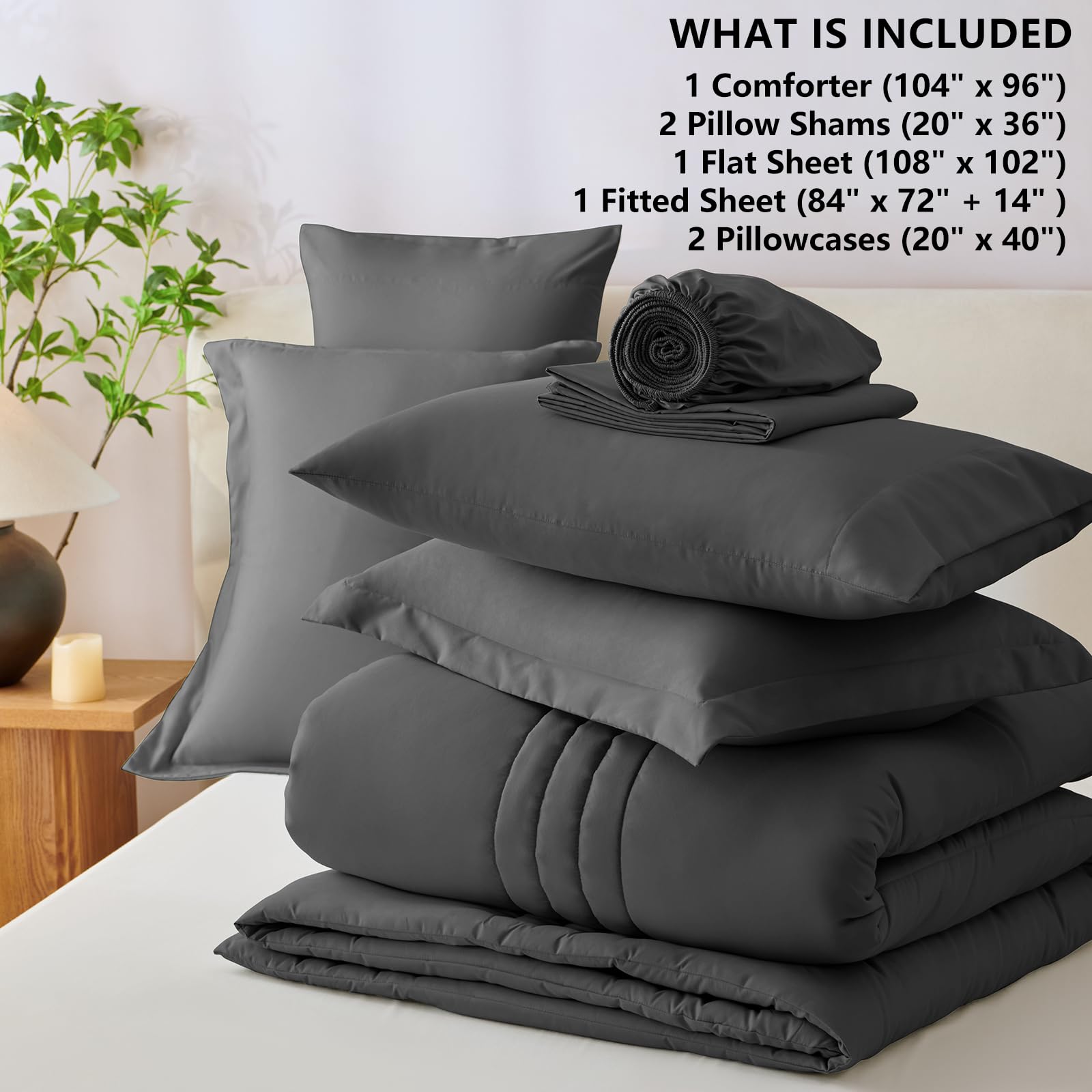 CozyLux Queen Size Comforter Sets - 7 Piece Bed in a Bag Olive Green Comforter Set with Sheets Luxury Bed Set All Seasons, Soft Bedding Set with Down Alternative Comforter, Sheets, Pillowcases & Shams