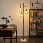Dimmable Floor Lamp, Industrial Floor Lamps for Living Room, Gold Tree Lamp Standing Lamp Tall Lamps with 3 Elegant Teardrop Cage Head & 800 Lumens LED Bulbs for Living room Bedroom Office Dining Room