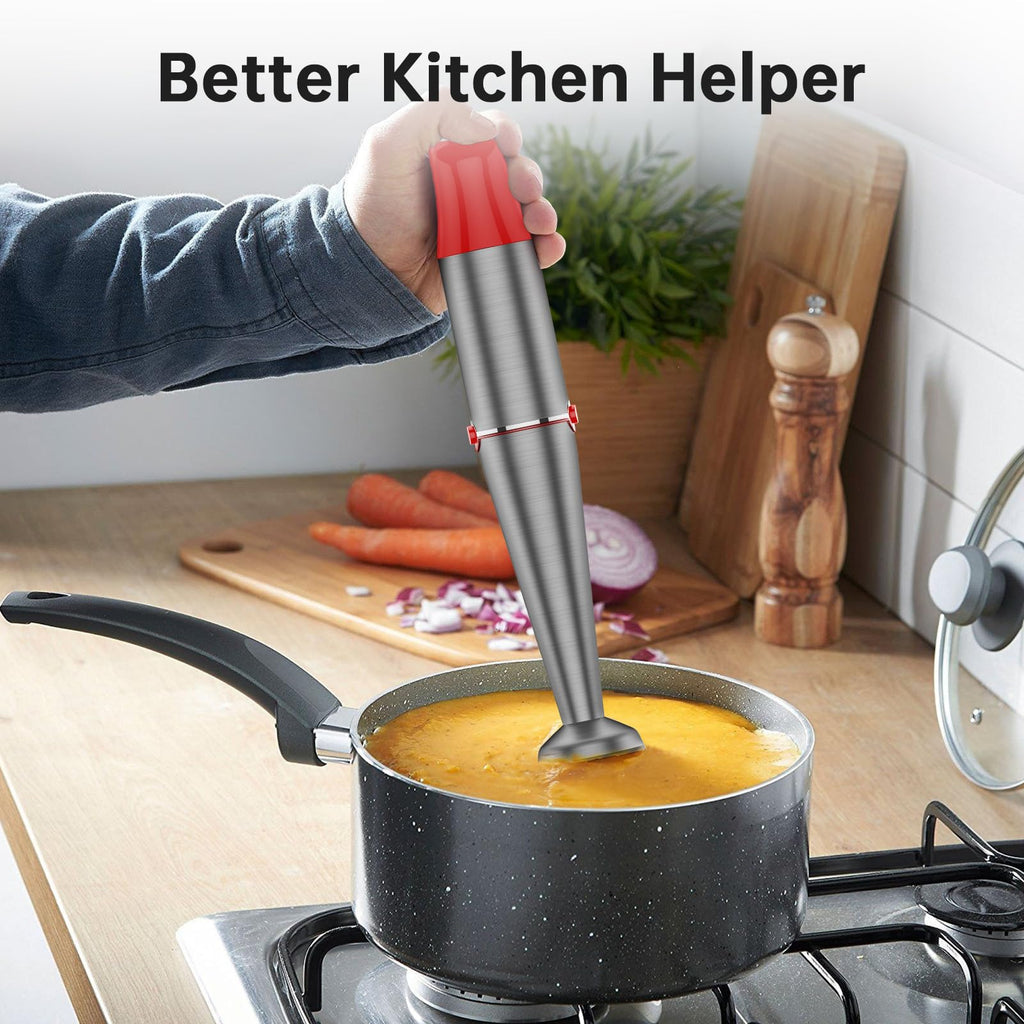 Turelar Immersion Blender Handheld Corded Hand Blenders Set 1100W, Trigger Variable Speed 5 in 1 Stick Emulsifier with Chopper, Whisk and Frother for Soup, Baby Food and Smoothies, Navy Blue
