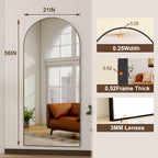 HARRITPURE 64"x21" Arched Full Length Mirror Floor Mirrors with Aluminum Alloy Frame Free-Standing Wall Mounted or Leaning Large Bedroom Dressing Mirror Modern & Contemporary Decor for Home,Black