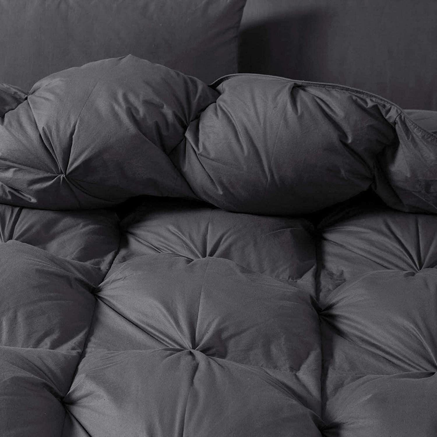 Luxurious White Solid Heavy Weight, Palatial King Size Goose Feathers Down Comforter for Winter Weather, 120 X 98 inches, Premium Baffle Box, 100% Egyptian Cotton Cover, 95 oz. Fill Weight