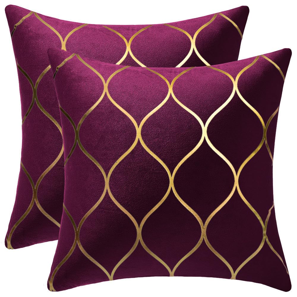 DEZENE 12x20 Inch Gold Velvet Throw Pillow Covers: 2 Pack Rectangular Decorative Pillow Cases for Bedroom Sofa Couch Living Room, Black