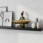 Lescafita African Woman Sculpture with Gold Leaf Bowl, Handmade Resin Figurine, Exotic Tribal Art Statue for Living Room, Dining Table, or Entryway Decoration