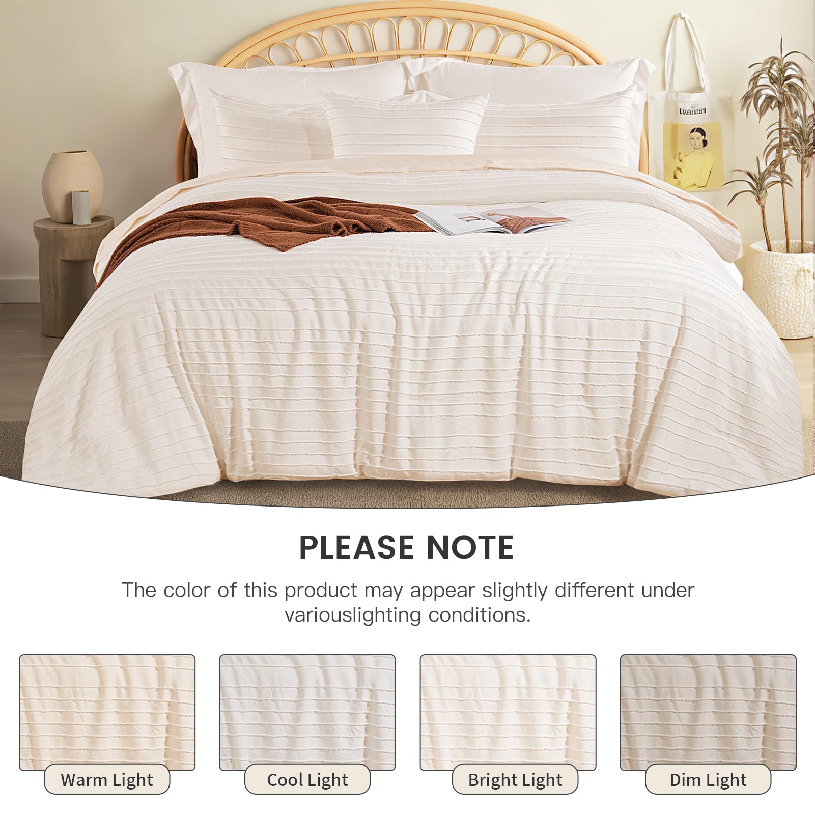 NEXHOME PRO Tufted Boho Comforter Set King, 8 Piece Bed in a Bag, Ultra Soft Brushed Microfiber All-in-One Bedding, Lightweight All Season Comforter, Machine Washable, Sage Green
