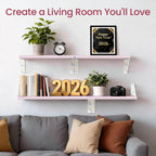 BAYKA Floating Shelves for Bedroom Decor, Wall Shelves for Storage, Wall Mounted Rustic Wood Floating Shelf for Books,Corner Shelf for Bathroom,Kitchen,Living Room(Black and Gold，Set of 4)