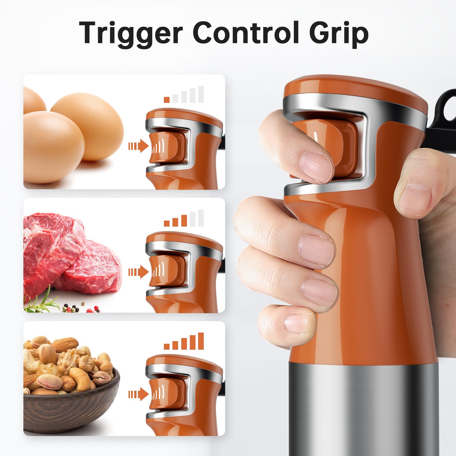 Turelar Immersion Blender Handheld Corded Hand Blenders Set 1100W, Trigger Variable Speed 5 in 1 Stick Emulsifier with Chopper, Whisk and Frother for Soup, Baby Food and Smoothies, Navy Blue