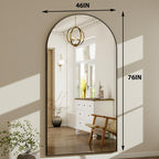 HARRITPURE 64"x21" Arched Full Length Mirror Floor Mirrors with Aluminum Alloy Frame Free-Standing Wall Mounted or Leaning Large Bedroom Dressing Mirror Modern & Contemporary Decor for Home,Black