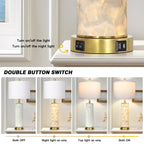 29" Gold Modern Table Lamps Set of 2, 3-Way Dimmable Touch Lamps for Nightstand with USB A+C & Outlets,Brass Lamps for Living Room, Bedroom, Nightstand, Entryway(2 Bulbs Included)