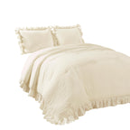 Lush Decor Reyna Ruffle Comforter Set - 3 Piece Cozy Ruffled Bedding Set - Timeless Elegance and Comfort for Bedroom - King, Gray