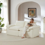 98.4-Inch Oversized Boneless Cloud Couches Deep Seat Foam Sofa Couch with 2 Round Toss Pillows, Luxury Corduroy Upholstered 3 Seat Tufted Loveseat, Cloud Sofa in a Box