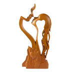 BGCOPPER Wooden Kissing Couple Ornament, Abstract Couple Portrait Sculpture Romantic Love Statue Decor Gift for Women Anniversary Valentine Wedding - 10 Inch