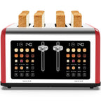 4 Slice Toaster Touch Screen, Stainless Steel Toasters Digital Timer, Dual Control Panel Toasters, 8 Shade Settings 6 Bread Types for Bagel, Cancel, Defrost 1650W
