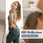 DUMOS Arched Full Length Mirror with Stand 64"x21" Floor Standing Aluminum Frame for Bedroom Body Hanging Leaning Modern Simple Home Decor Shatter-proorf Nano Glass Wall Living Room Cloakroom Black