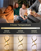 2 Pack LED Touch Dimmable Spiral Desk Lamp, 3 Color Temperature Modern Nightstand Lamp, Unique Bedside Table Lamp for Living Room, Bedroom, Cool Lamps for Ideal Gift, Gold
