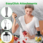 Turelar Immersion Blender Handheld Corded Hand Blenders Set 1100W, Trigger Variable Speed 5 in 1 Stick Emulsifier with Chopper, Whisk and Frother for Soup, Baby Food and Smoothies, Navy Blue