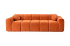 98.4-Inch Oversized Boneless Cloud Couches Deep Seat Foam Sofa Couch with 2 Round Toss Pillows, Luxury Corduroy Upholstered 3 Seat Tufted Loveseat, Cloud Sofa in a Box