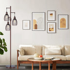 Dimmable Floor Lamp, Industrial Floor Lamps for Living Room, Gold Tree Lamp Standing Lamp Tall Lamps with 3 Elegant Teardrop Cage Head & 800 Lumens LED Bulbs for Living room Bedroom Office Dining Room