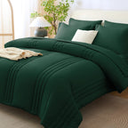 CozyLux Queen Size Comforter Sets - 7 Piece Bed in a Bag Olive Green Comforter Set with Sheets Luxury Bed Set All Seasons, Soft Bedding Set with Down Alternative Comforter, Sheets, Pillowcases & Shams