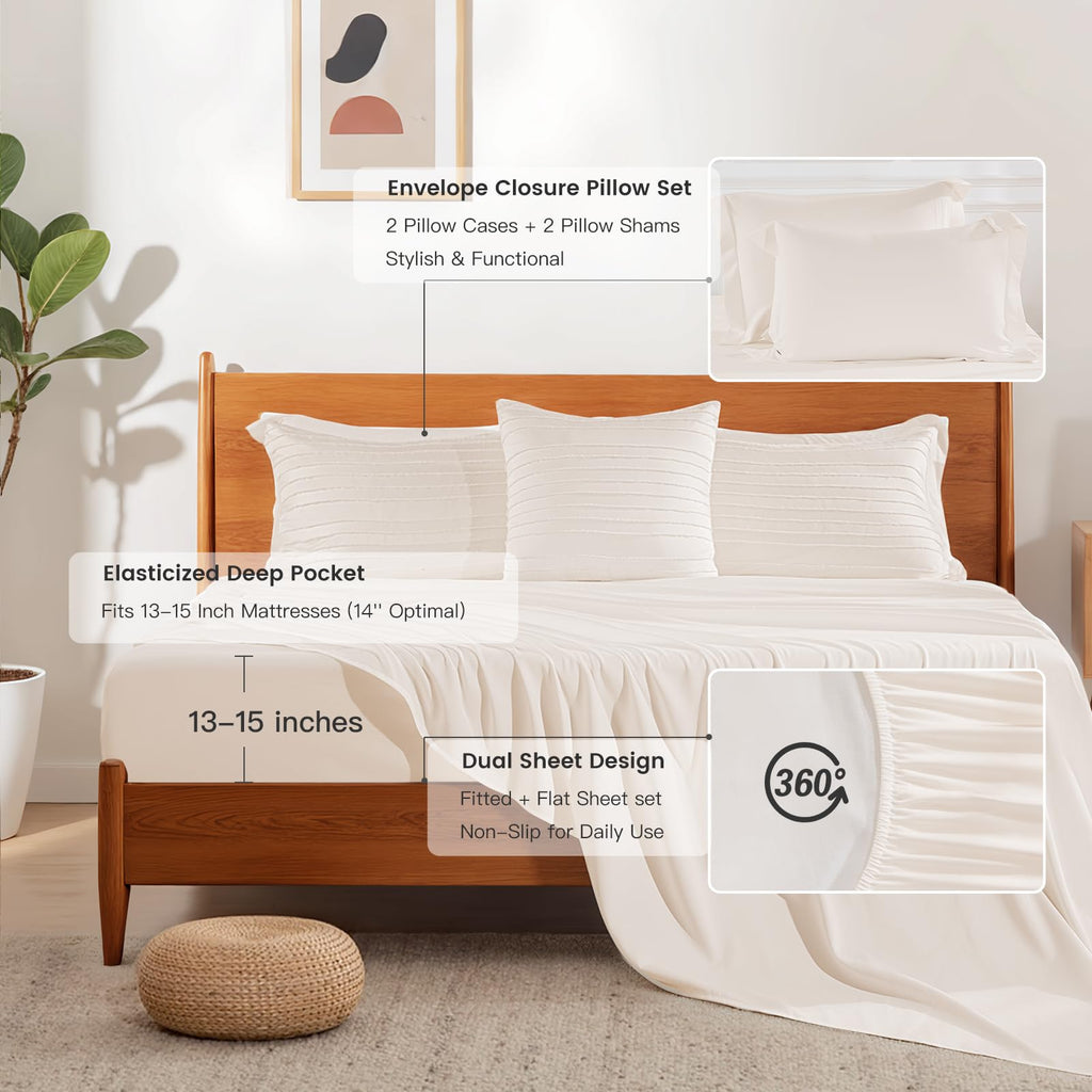 NEXHOME PRO Tufted Boho Comforter Set King, 8 Piece Bed in a Bag, Ultra Soft Brushed Microfiber All-in-One Bedding, Lightweight All Season Comforter, Machine Washable, Sage Green