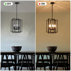 Black Gold Chandelier for Dining Room, Modern Farmhouse 3 Light Entryway Pendant Light Fixture Adjustable Geometric Industrial Rustic Foyer Light for Living Room Kitchen Island Hallway Bedroom