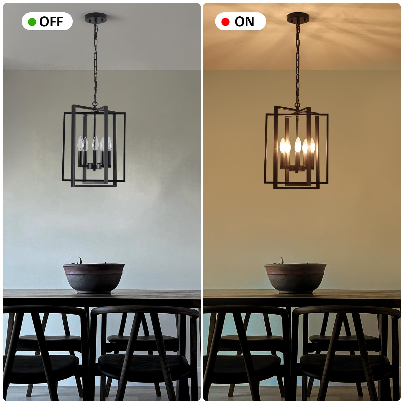 Black Gold Chandelier for Dining Room, Modern Farmhouse 3 Light Entryway Pendant Light Fixture Adjustable Geometric Industrial Rustic Foyer Light for Living Room Kitchen Island Hallway Bedroom
