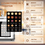 4 Slice Toaster Touch Screen, Stainless Steel Toasters Digital Timer, Dual Control Panel Toasters, 8 Shade Settings 6 Bread Types for Bagel, Cancel, Defrost 1650W