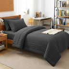CozyLux Queen Size Comforter Sets - 7 Piece Bed in a Bag Olive Green Comforter Set with Sheets Luxury Bed Set All Seasons, Soft Bedding Set with Down Alternative Comforter, Sheets, Pillowcases & Shams