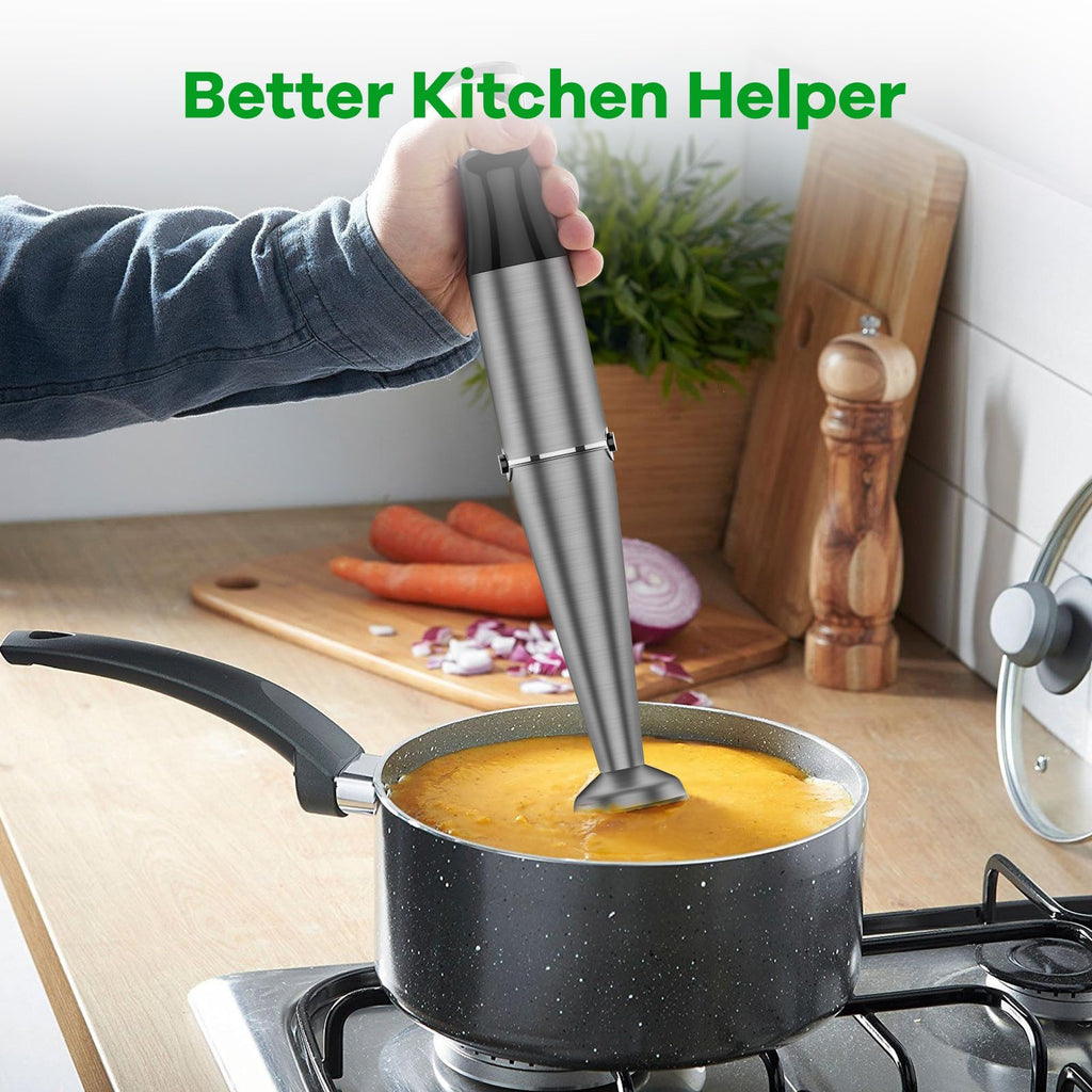 Turelar Immersion Blender Handheld Corded Hand Blenders Set 1100W, Trigger Variable Speed 5 in 1 Stick Emulsifier with Chopper, Whisk and Frother for Soup, Baby Food and Smoothies, Navy Blue