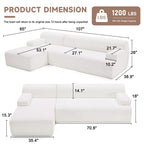 108” Modular Sectional Sofa, Cloud Sectional Couch with Deep Seat, Modern Modular L-Shape Sofa Couch with Chaise,Upholstered Boneless Couches for Living Room Bedroom (Beige, Left Facing Chaise)