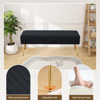 Furnimart 44 Inch Green Velvet Bench Ottoman Comfortable Footrest Stool Table Bench Dining Bench Tufting Bench Indoor Bench with Gold Legs for Living Room Bedroom Entryway (Velvet-Green)