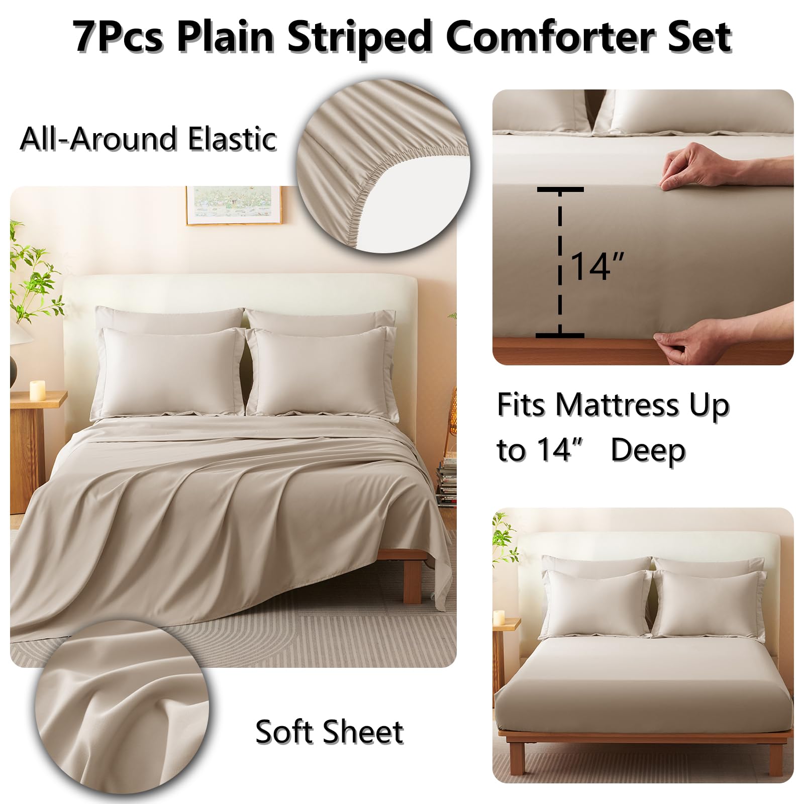 CozyLux Queen Size Comforter Sets - 7 Piece Bed in a Bag Olive Green Comforter Set with Sheets Luxury Bed Set All Seasons, Soft Bedding Set with Down Alternative Comforter, Sheets, Pillowcases & Shams