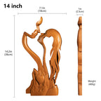 BGCOPPER Wooden Kissing Couple Ornament, Abstract Couple Portrait Sculpture Romantic Love Statue Decor Gift for Women Anniversary Valentine Wedding - 10 Inch