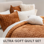 RECYCO Luxury Velvet Quilt Set King Size, Lightweight Velvet Comforter Set, Oversized Bedspread Coverlet Quilted Bedding Set, with 2 Matching Pillow Shams, for All Season, Navy Blue