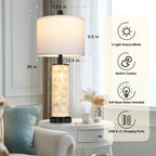 29" Gold Modern Table Lamps Set of 2, 3-Way Dimmable Touch Lamps for Nightstand with USB A+C & Outlets,Brass Lamps for Living Room, Bedroom, Nightstand, Entryway(2 Bulbs Included)
