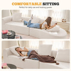 126" Curved Modular Sectional Sofa, Modern Boneless Couches for Living Room,No Assembly Required Cloud Couch,Brown Corduroy Fabric,1 PCS