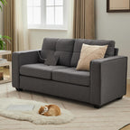 TYBOATLE 88" W Blue Faux Leather L Shaped Sectional Couches w/Side Pockets, Comfy Modular Convertible Sofas w/USB, Office Sofa Set with Chaise for Living Room, Bedroom (Blue, 3L)