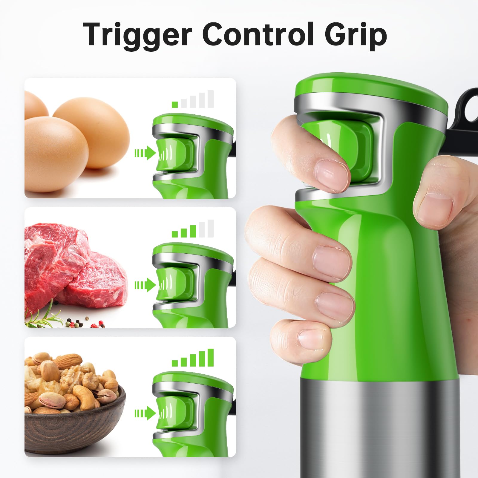 Turelar Immersion Blender Handheld Corded Hand Blenders Set 1100W, Trigger Variable Speed 5 in 1 Stick Emulsifier with Chopper, Whisk and Frother for Soup, Baby Food and Smoothies, Navy Blue