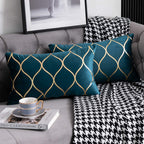 DEZENE 12x20 Inch Gold Velvet Throw Pillow Covers: 2 Pack Rectangular Decorative Pillow Cases for Bedroom Sofa Couch Living Room, Black