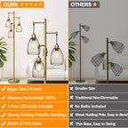 Dimmable Floor Lamp, Industrial Floor Lamps for Living Room, Gold Tree Lamp Standing Lamp Tall Lamps with 3 Elegant Teardrop Cage Head & 800 Lumens LED Bulbs for Living room Bedroom Office Dining Room