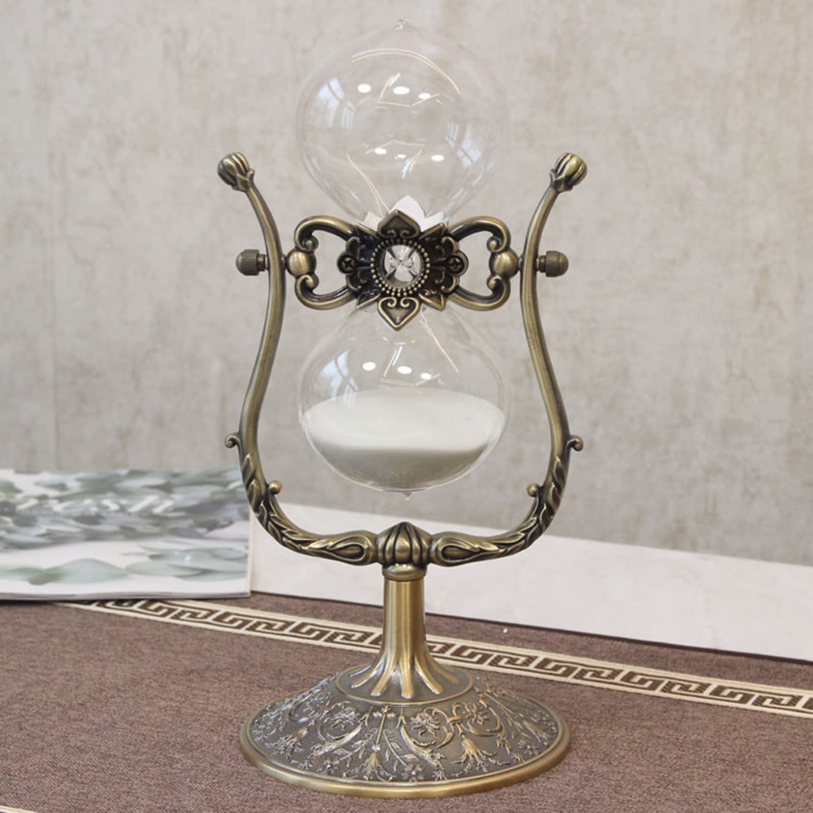 Hourglass Timer, 15 Minutes Embossed Golden Hourglass Timer,Used for Vintage Home Decoration, Office/Desk Decoration, Kitchen Wedding Gifts (P1-G42U-8VJR)