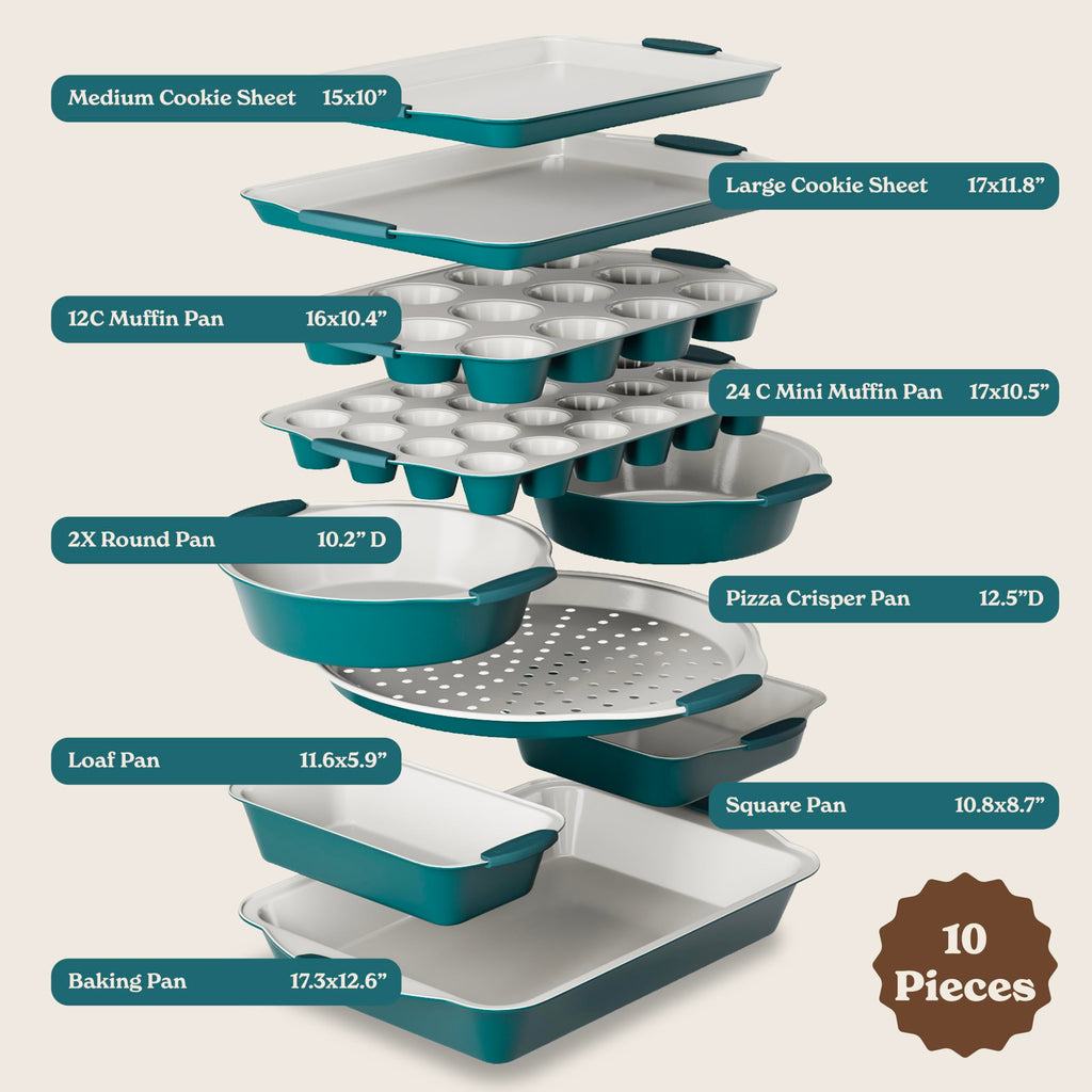 Country Kitchen Nonstick Stackable Bakeware Set - Durable, Easy Release Baking Set- 22 Pc. Includes Silicone Muffin Cups