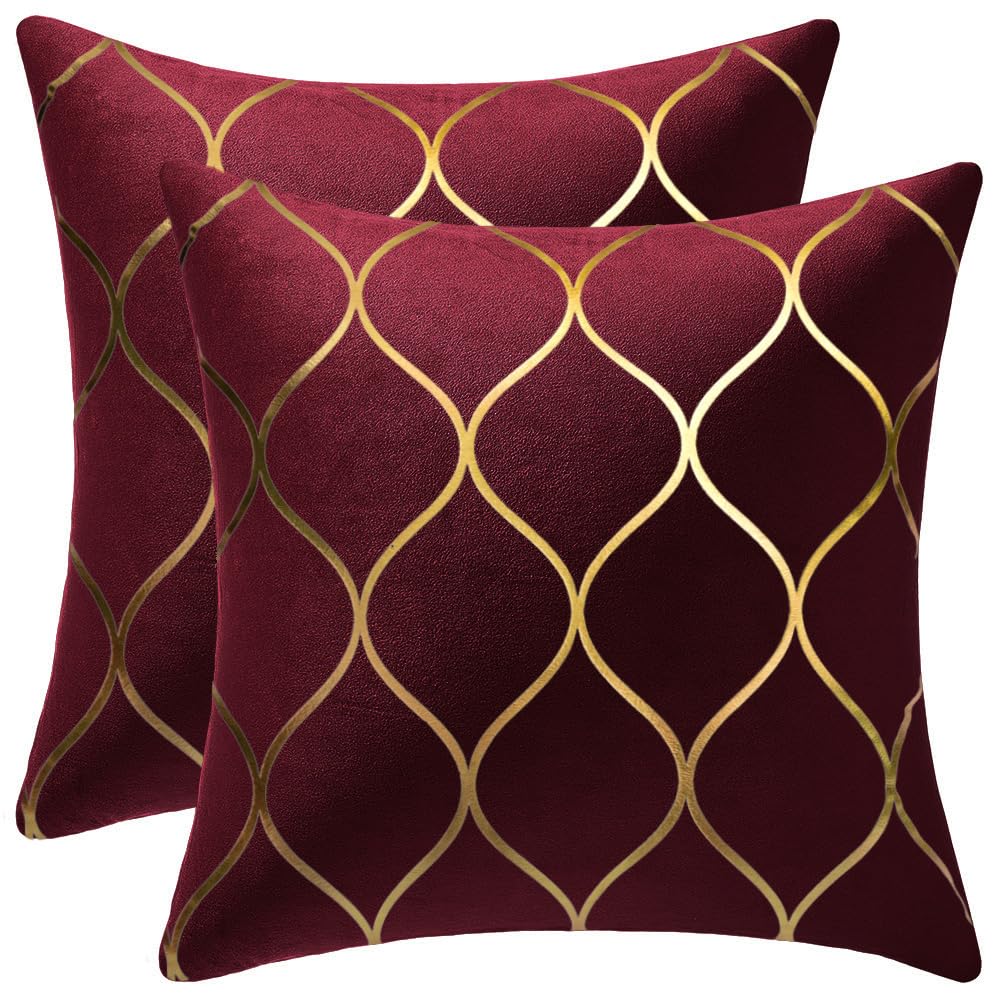 DEZENE 12x20 Inch Gold Velvet Throw Pillow Covers: 2 Pack Rectangular Decorative Pillow Cases for Bedroom Sofa Couch Living Room, Black