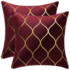 DEZENE 12x20 Inch Gold Velvet Throw Pillow Covers: 2 Pack Rectangular Decorative Pillow Cases for Bedroom Sofa Couch Living Room, Black