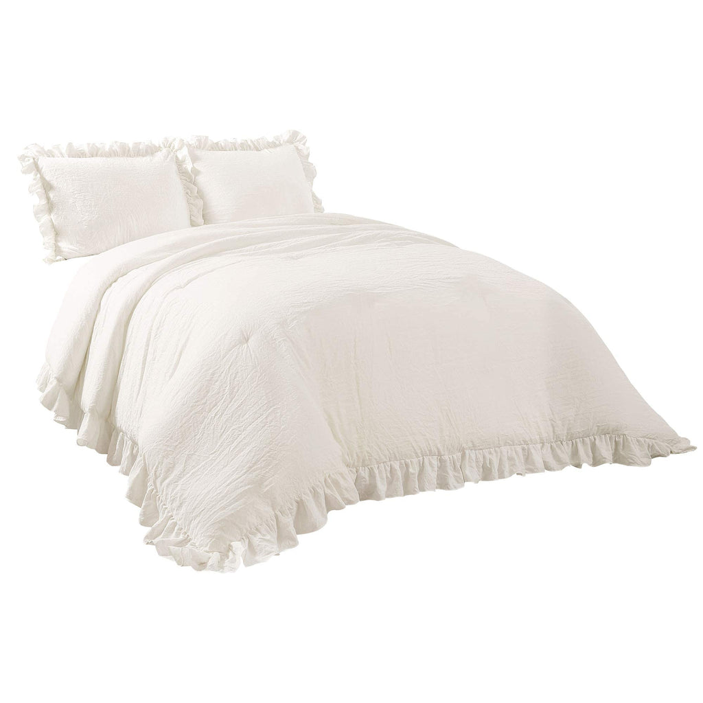 Lush Decor Reyna Ruffle Comforter Set - 3 Piece Cozy Ruffled Bedding Set - Timeless Elegance and Comfort for Bedroom - King, Gray