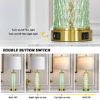 29" Gold Modern Table Lamps Set of 2, 3-Way Dimmable Touch Lamps for Nightstand with USB A+C & Outlets,Brass Lamps for Living Room, Bedroom, Nightstand, Entryway(2 Bulbs Included)