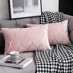 DEZENE 12x20 Inch Gold Velvet Throw Pillow Covers: 2 Pack Rectangular Decorative Pillow Cases for Bedroom Sofa Couch Living Room, Black