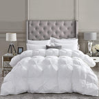 Luxurious White Solid Heavy Weight, Palatial King Size Goose Feathers Down Comforter for Winter Weather, 120 X 98 inches, Premium Baffle Box, 100% Egyptian Cotton Cover, 95 oz. Fill Weight